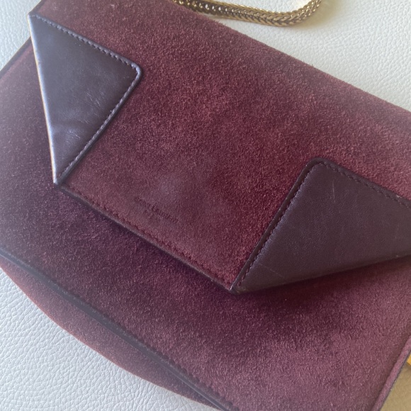 YSL Burgundy Suede Crossbody, Shoulder Bag. - Picture 7 of 8